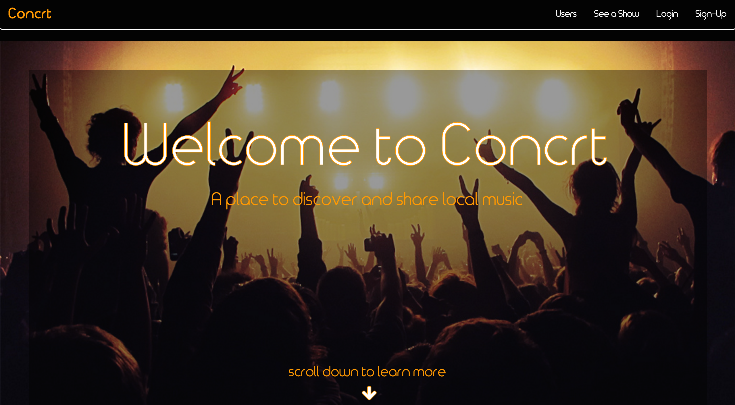 Screenshot of Concrt Website