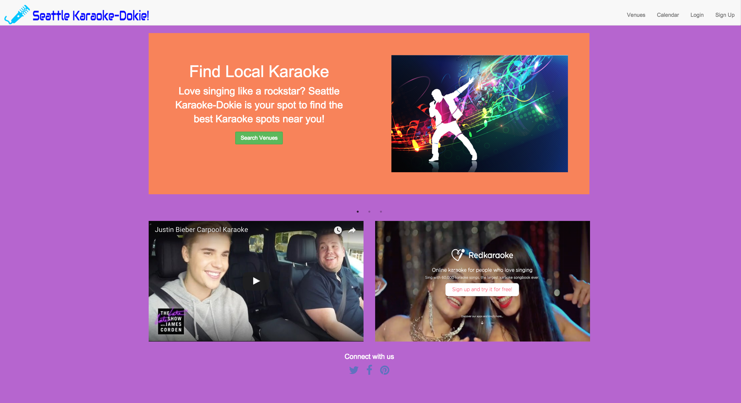 Screenshot of Karaoke-Dokie Website